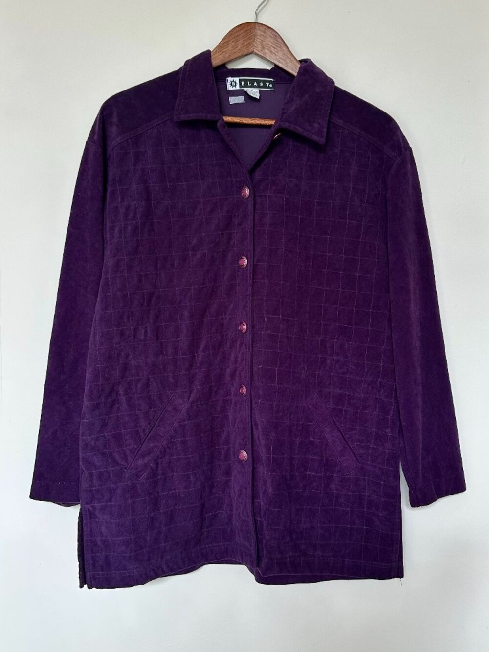 Vintage Blast Purple Faux Suede Quilted Jacket size Medium 🔮